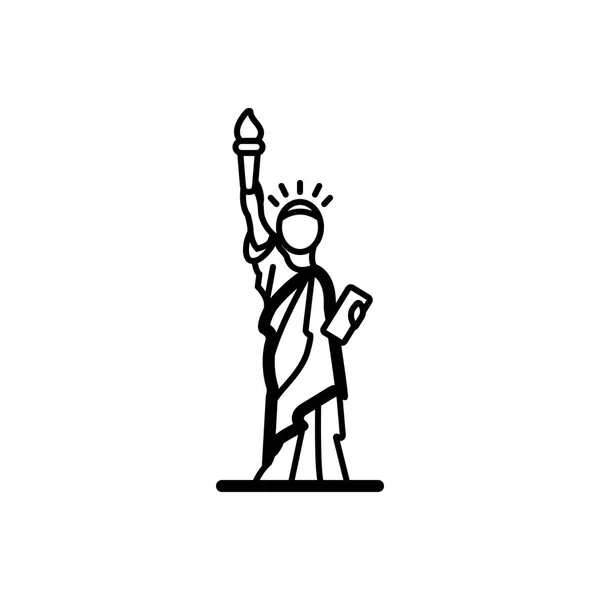 Icône Ligne Noire Pour Statue Liberté — Image vectorielle