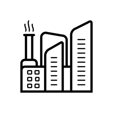 Fabrika için siyah çizgi simgesi 