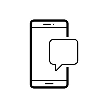  Mobil ileti siyah çizgi simgesini