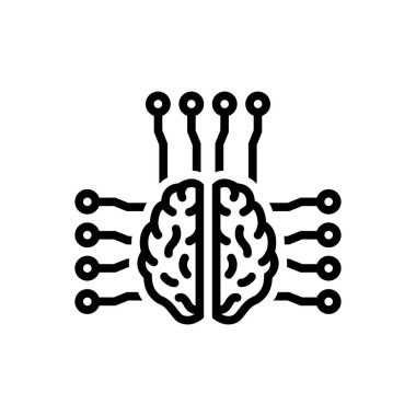 Akıllı beyin siyah çizgi simgesini