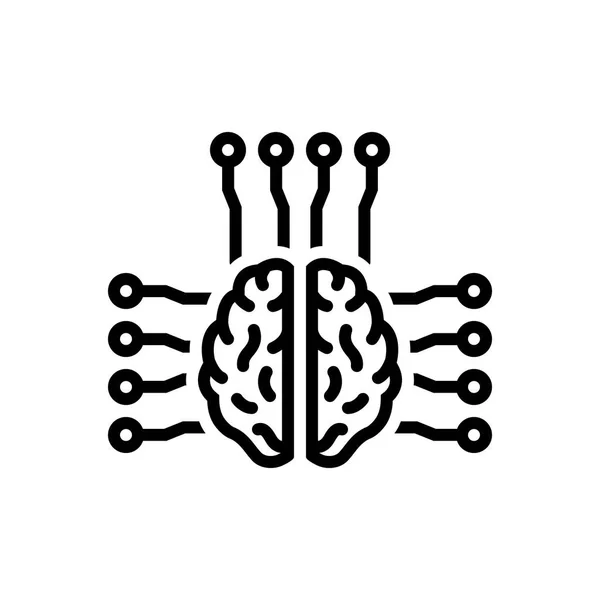 Black Line Icon Smart Brain — Stock Vector