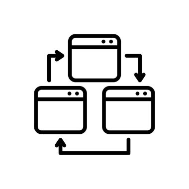 Web sayfası için siyah çizgi simgesi