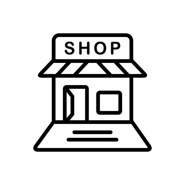 Чорна Лінія Значок Відкрити Магазин — стоковий вектор
