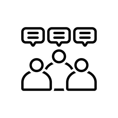 Sosyal grubun siyah çizgi simgesini