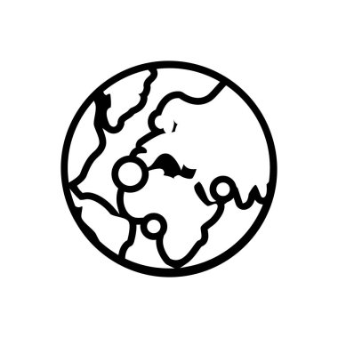 Global iletişim için siyah çizgi simgesi