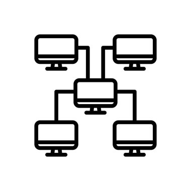Ağ paylaşımı için siyah çizgi simgesi 