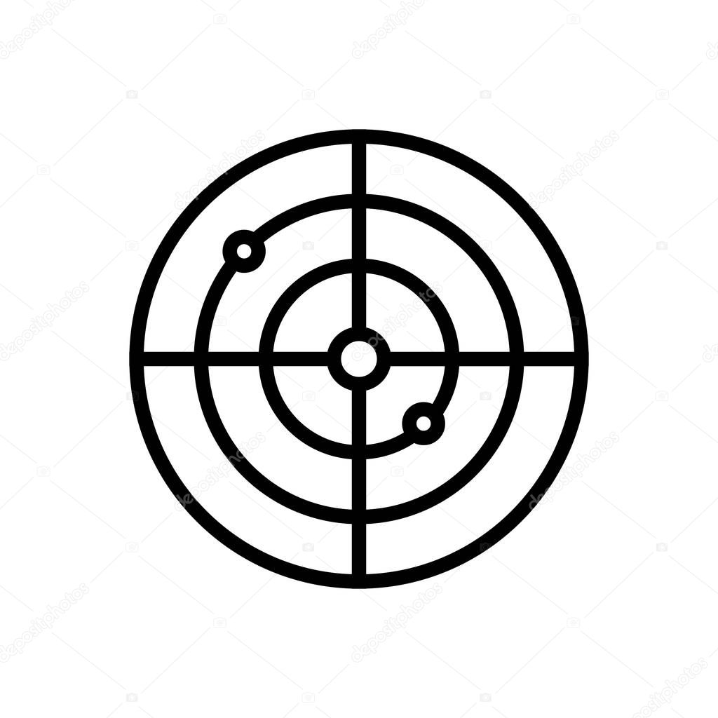 Black line icon for Radar