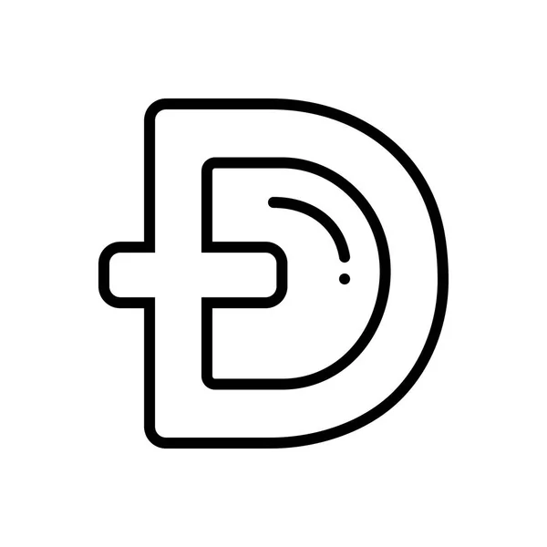 Black Line Icon Dogecoin — Stock Vector