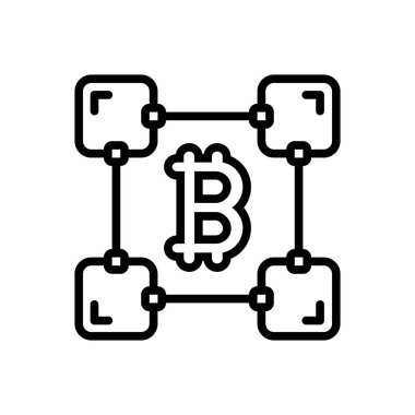 Blockchain siyah çizgi simgesini