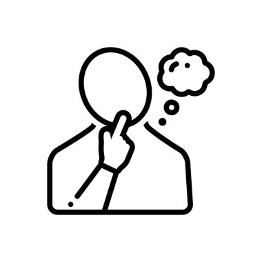 Düşünceli siyah çizgi simgesini