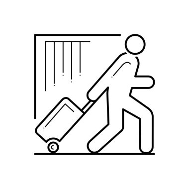 Turist siyah çizgi simgesini