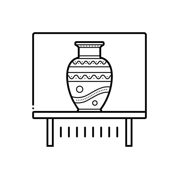 Ícone Linha Preta Para Exibição Vaso — Vetor de Stock