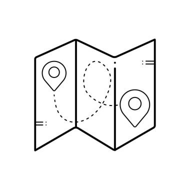 Haritalar için siyah çizgi simgesi