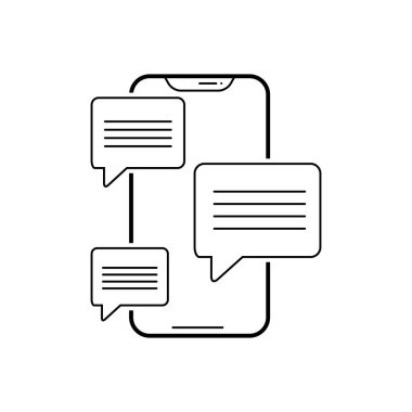 Siyah çizgi simgesi mesajlaşma uygulaması için 