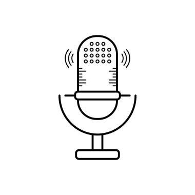 Mikrofon için siyah çizgi simgesi