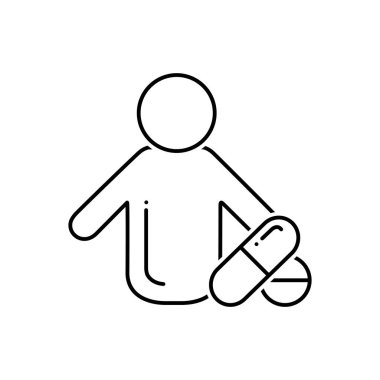 Çocuk hasta için siyah çizgi simgesi