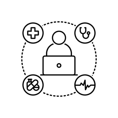 Siyah çizgi simgesini online tıbbi yardım 