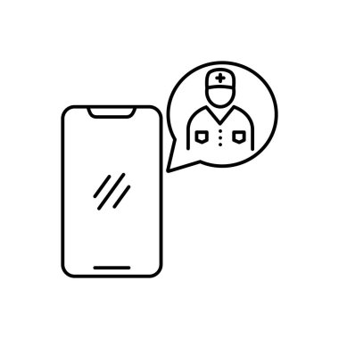 Ask bir doktor için siyah çizgi simgesi