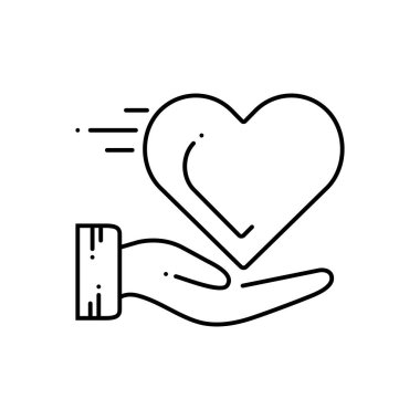 Siyah çizgi simgesi kalp bakım için