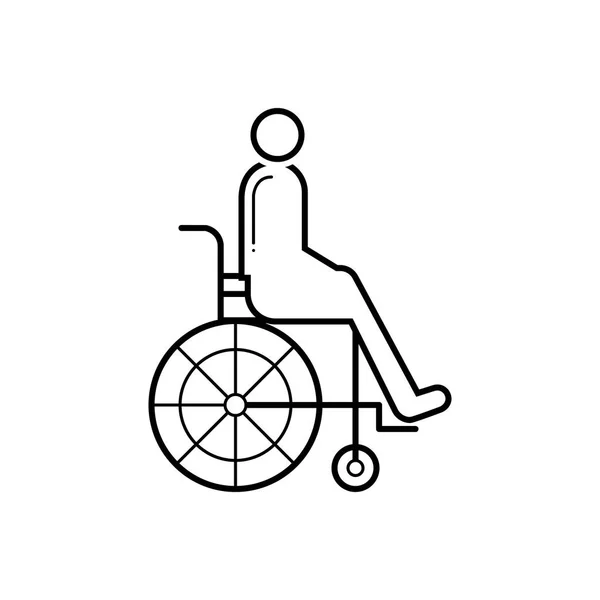 Czarna Linia Ikona Dla Wózka Inwalidzkiego — Wektor stockowy