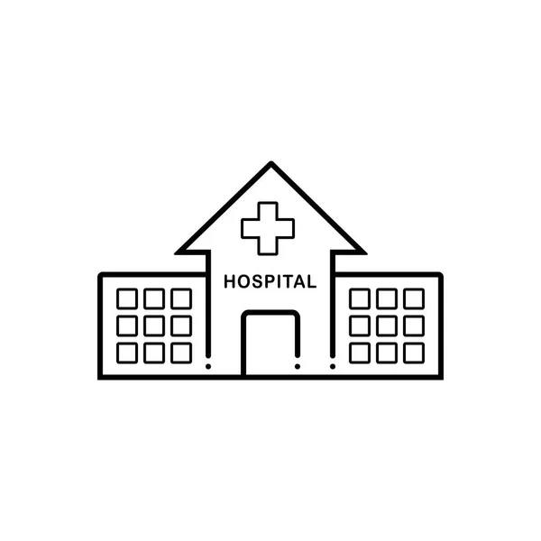 Black Line Icon Hospital — Stock Vector