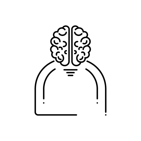 Zwarte Lijn Pictogram Voor Menselijk Brein — Stockvector