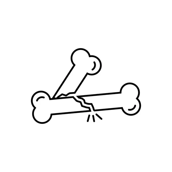 Schwarze Linie Symbol Für Gebrochenen Knochen — Stockvektor