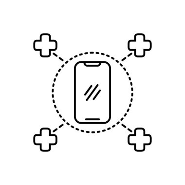 Telefon sağlık hizmetleri için siyah çizgi simgesi 