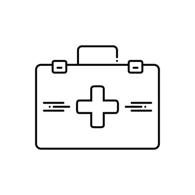 Doktor çantası siyah çizgi simgesini