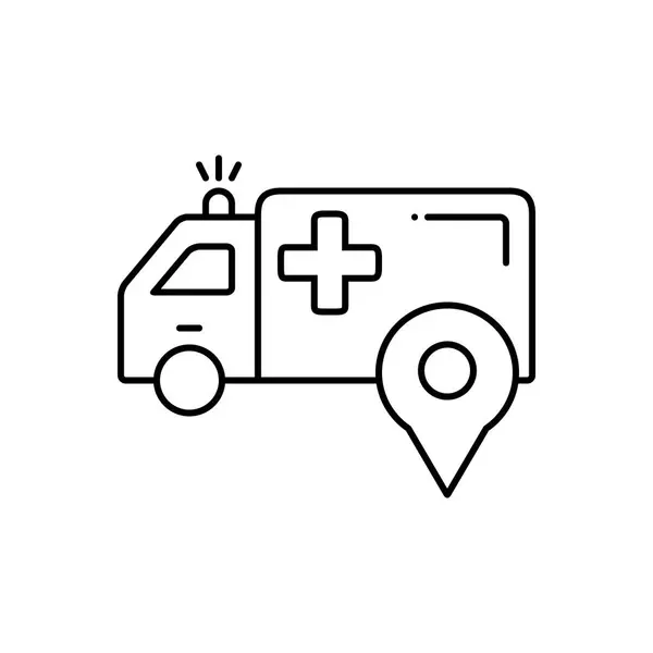 Black Line Icon Ambulance Location — Stock Vector