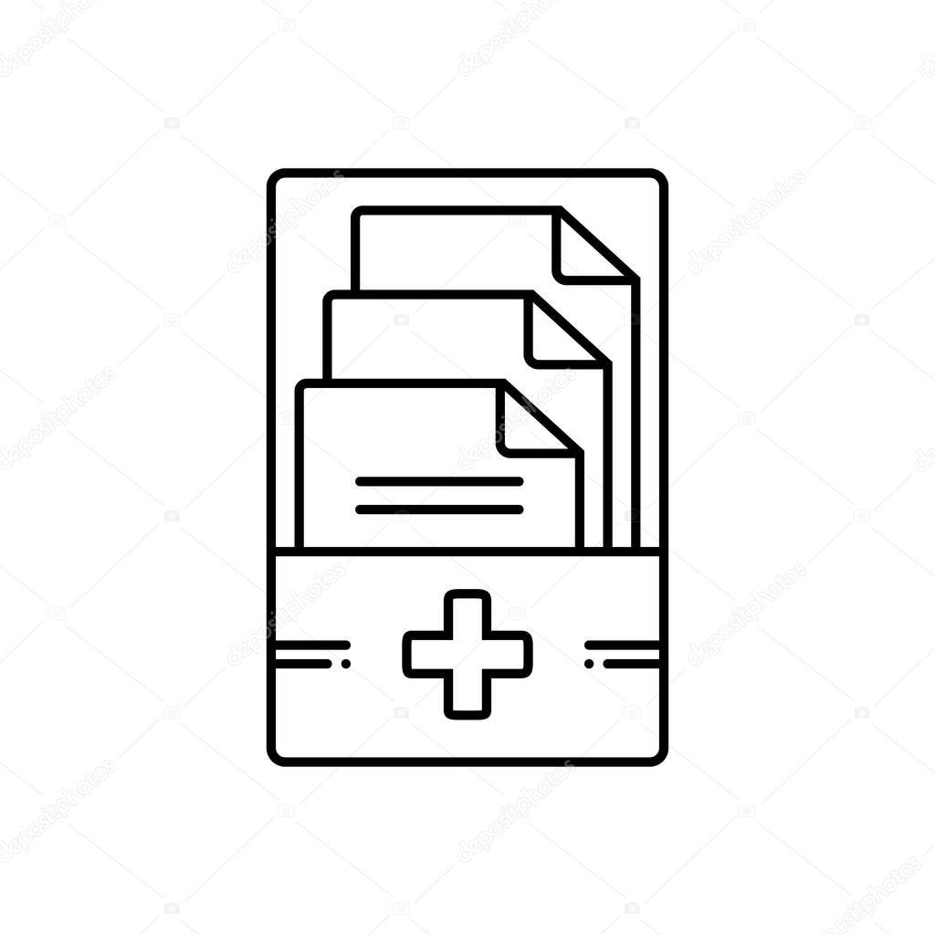 Black line icon for Medical records 
