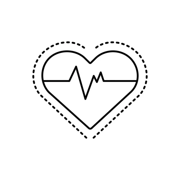 Black Line Icon Heart Pulse — Stock Vector