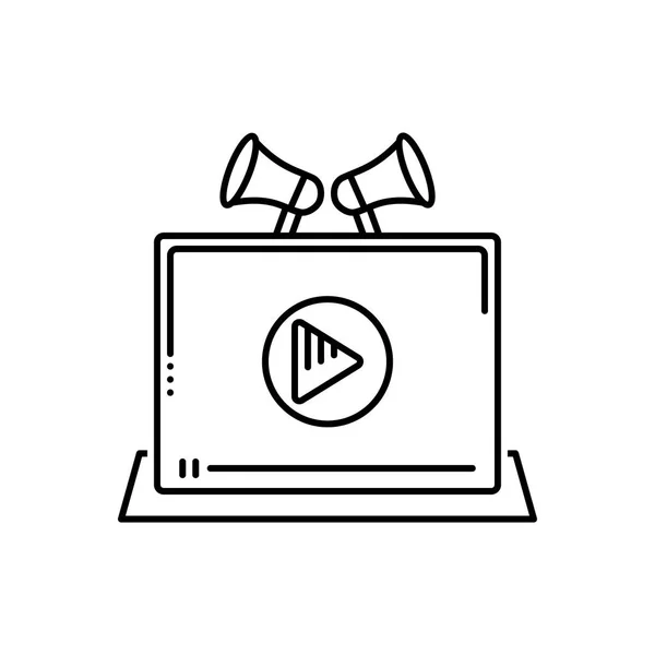 Icône Ligne Noire Pour Marketing Vidéo — Image vectorielle