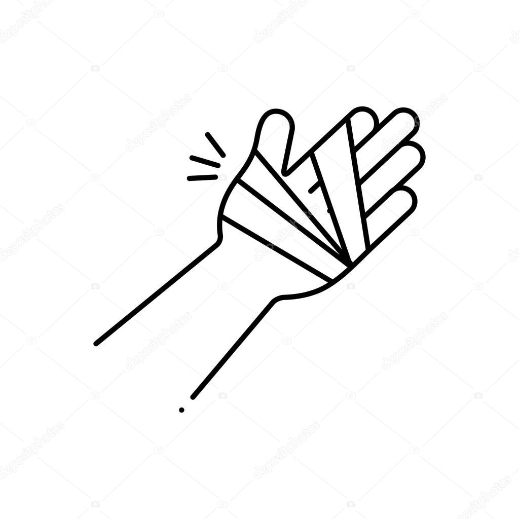 Black line icon for Hand injury