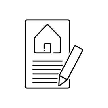 Gayrimenkul değerleme için siyah çizgi simgesi