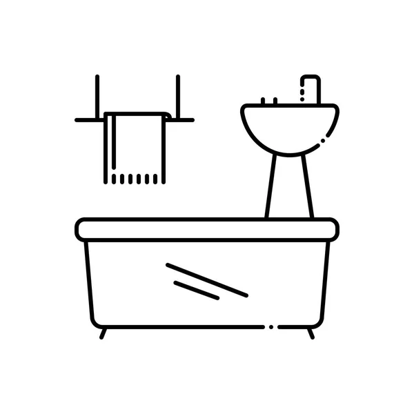 浴室电器的黑线图标 — 图库矢量图片