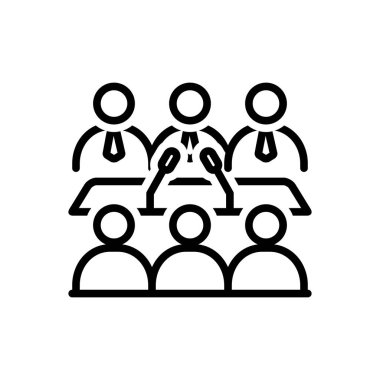 İş toplantısı için siyah çizgi simgesi 