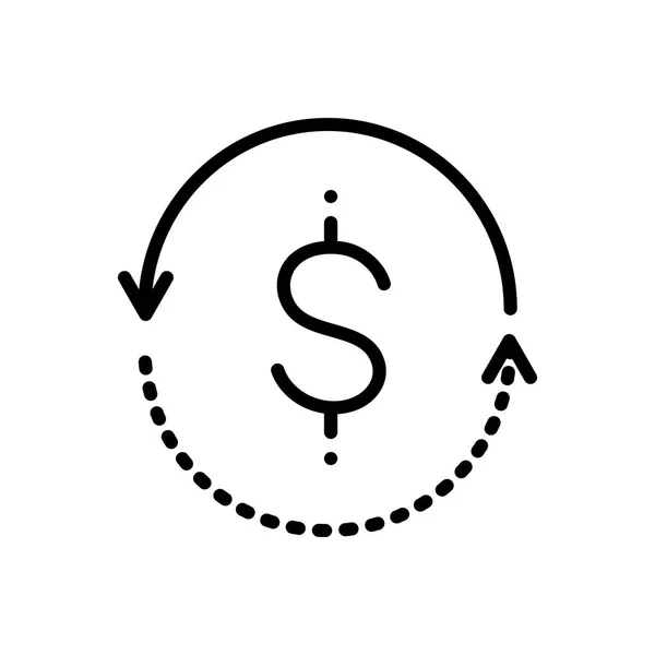 Schwarze Linie Symbol Für Geld Rotationen — Stockvektor