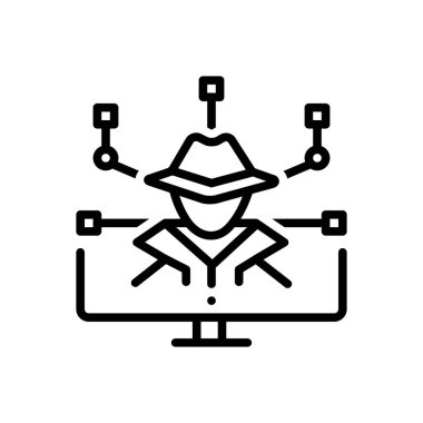 Cyber, suç için siyah çizgi simgesi