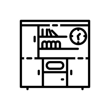 Raflar için simge siyah çizgi kitap