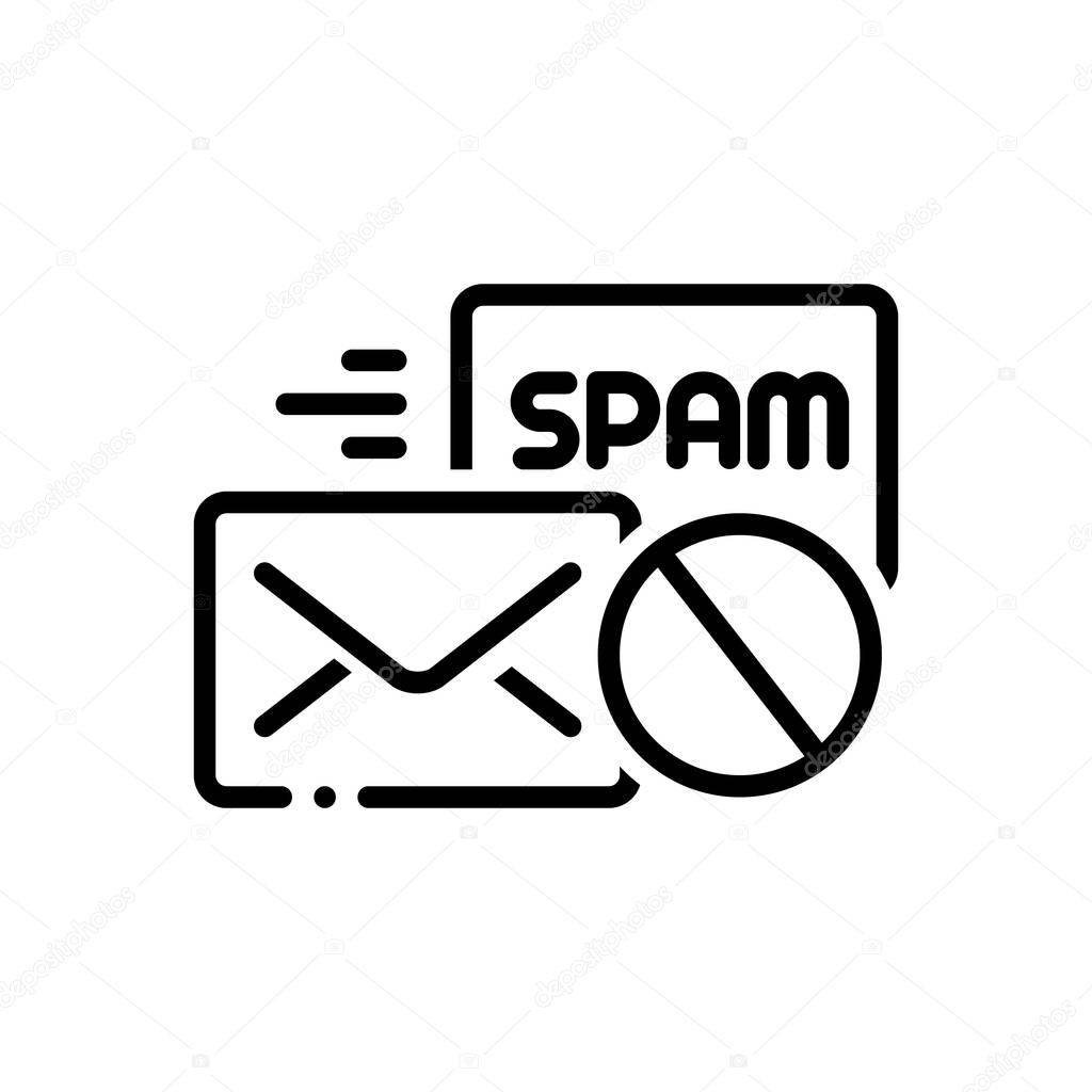 Black line Icon for anti,spam 