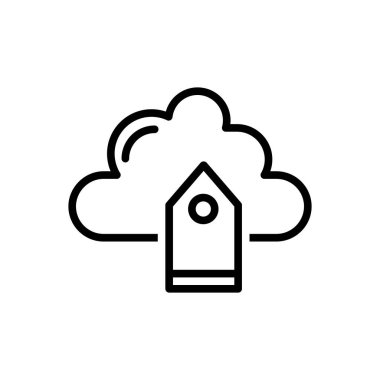 Siyah çizgi simgesini etiketi, bulut için