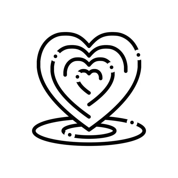 Black Line Icon Heart Love — Stock Vector