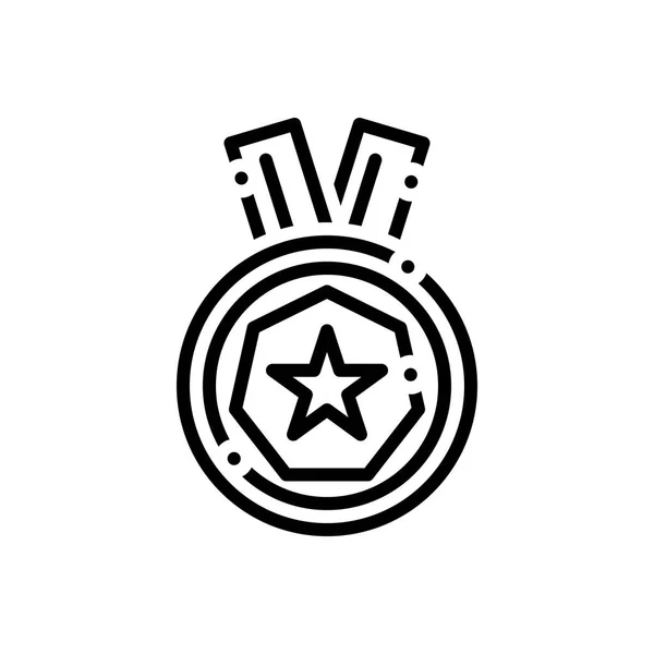 Schwarze Linie Symbol Für Medaille Leistung — Stockvektor