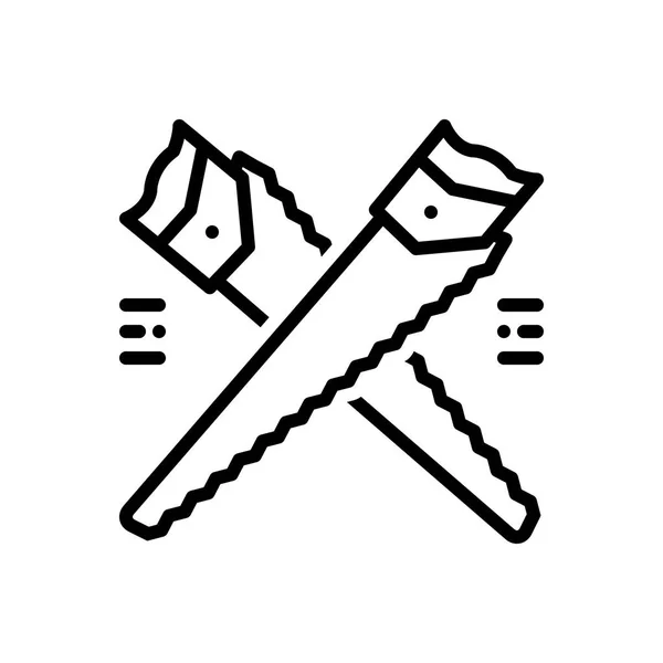 Обратная Линия Значок Ручной Пилы — стоковый вектор