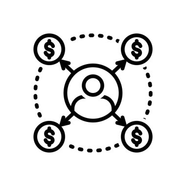 Borçlunun borç için siyah çizgi simgesi