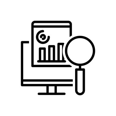 Siyah çizgi simgesi web analizi için 