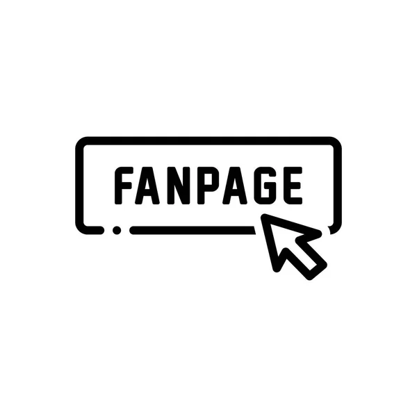 Černá Linka Ikonu Pro Tlačítko Fanpage — Stockový vektor