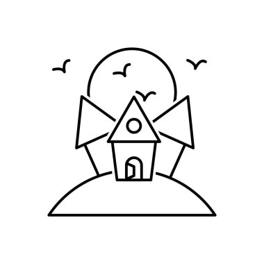 Korkunç house korkutucu için siyah çizgi simgesi
