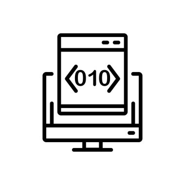 Özel kodlama için siyah çizgi simgesi